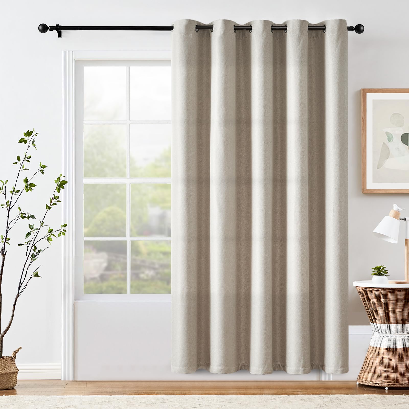 Jinchan Room Darkening Curtain 84 Inch Length Beige Curtain For Bedroom Living Room Curtain 1 Panel Texture Curtain Grommet Top Window Drape 72 Inches Wide By 84 Inches Long