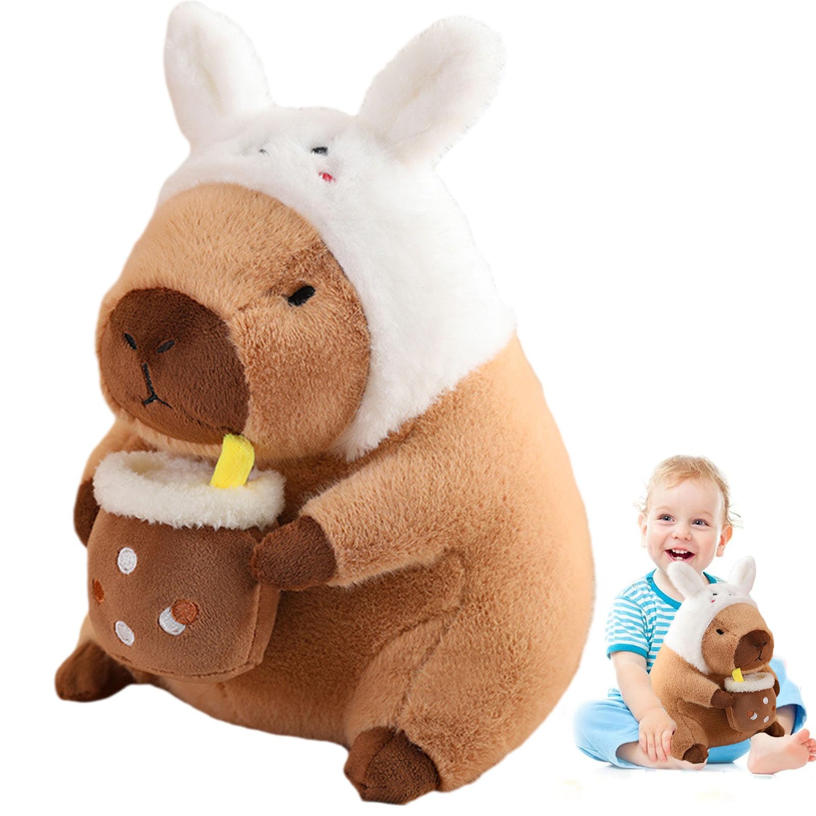 Milegi 12 ' Capybara Plush Toy Pillow, Cute Bunny Capybara Stuffed Animal, Soft Plushies Doll For Girls Boys Kids, Kawaii Huggi