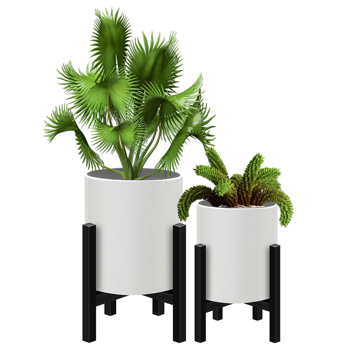 Plant Pot With Stands Set Of 2, Mid Century Planters For Indoor Plants Modern Decorative Flower Pots For Balcony, Office, Living