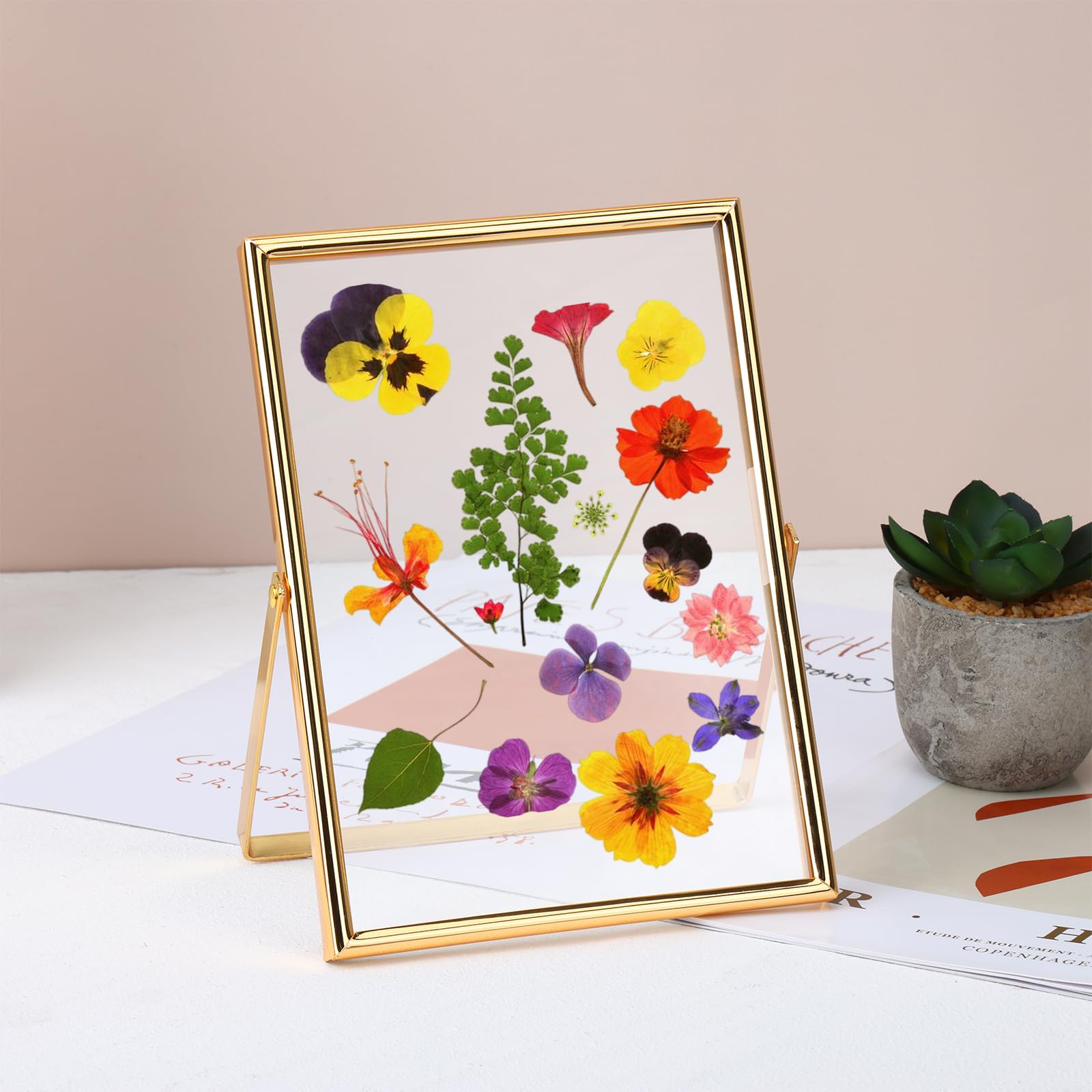 Fixwal Floating Picture Frame Set Of 2, 5 X 7 Tempered Glass Frame For Tabletop Display, Gold Metal Display Frame, For Multi Siz