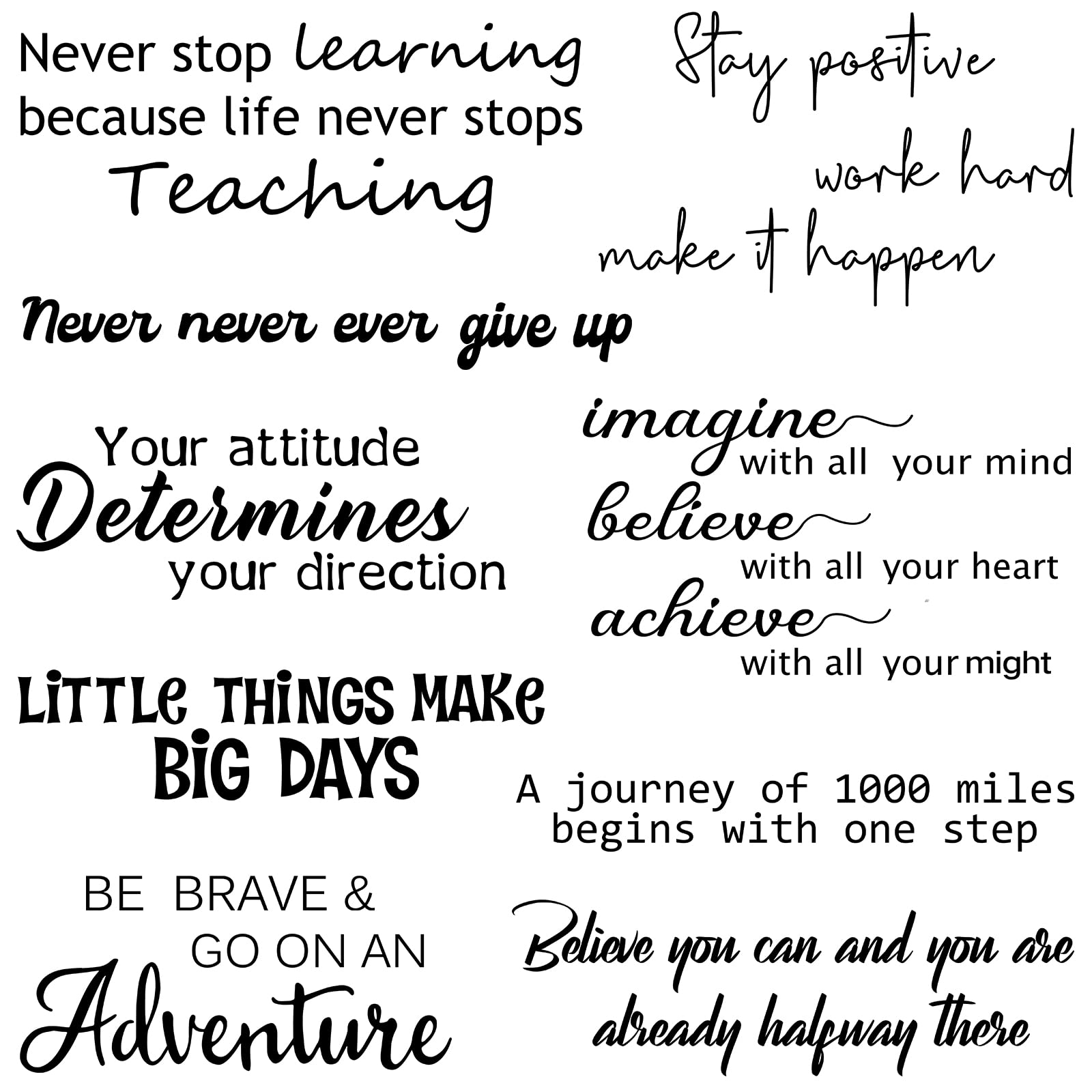 10 Pcs Inspirational Wall Decal Stickers Motivational Quote Stickers Peel and Stick Vinyl Wall Decor Removable Positive Wall Sti