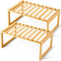 BrightRow 2 Pcs Kitchen Cabinet Organizer Bamboo Bookshelf Bamboo Kitchen Shelves, Cabinet Shelf Organizer, Storage Shelves for 