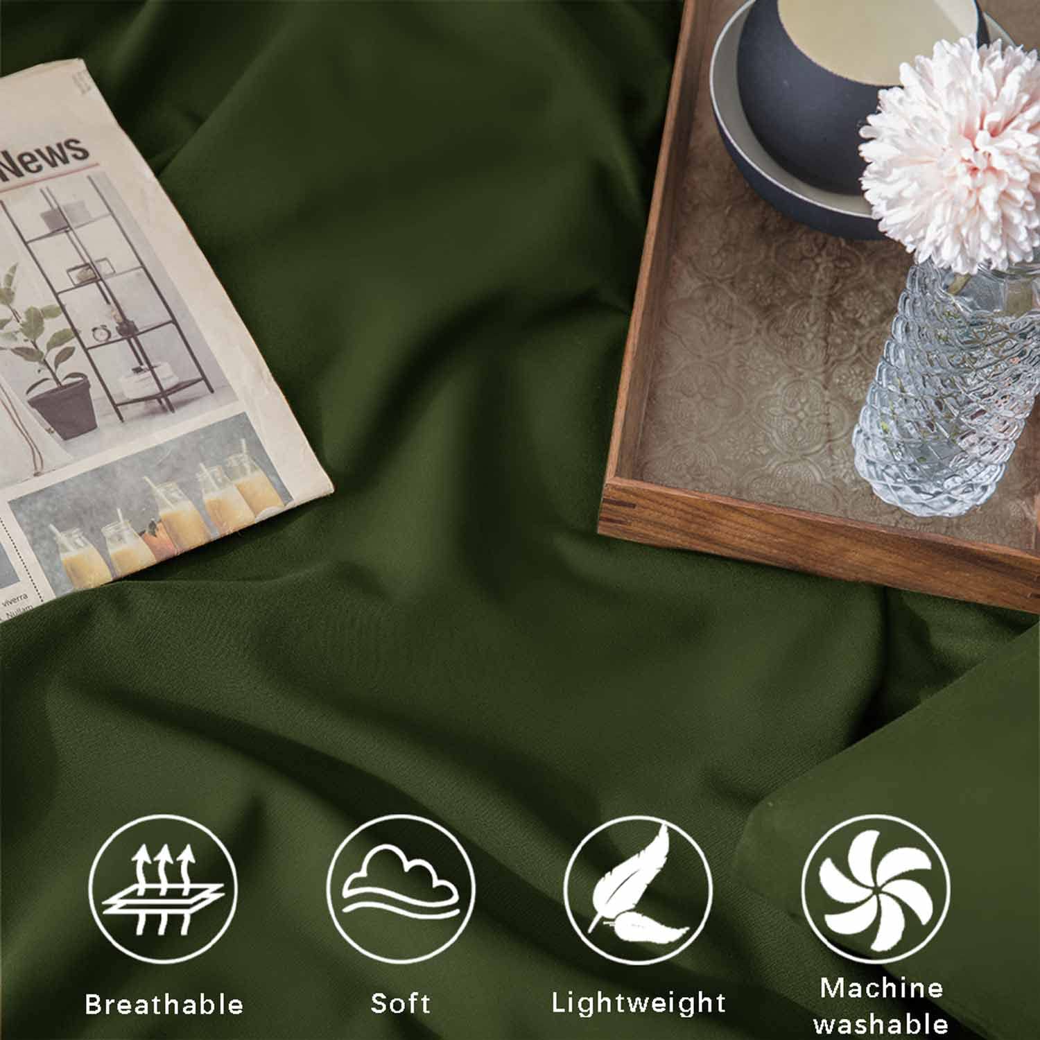 Dark Olive Green Full Comforter Set - 3 Piece Aesthetic Modern Bedding Set - All Season Farmhouse Soft & Lightweight Microfiber