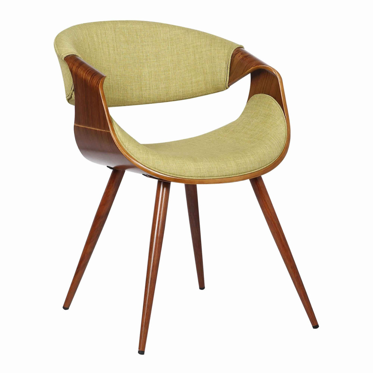 Benjara Curved Back Fabric Dining Chair With Round Tapered Legs, Brown, Green
