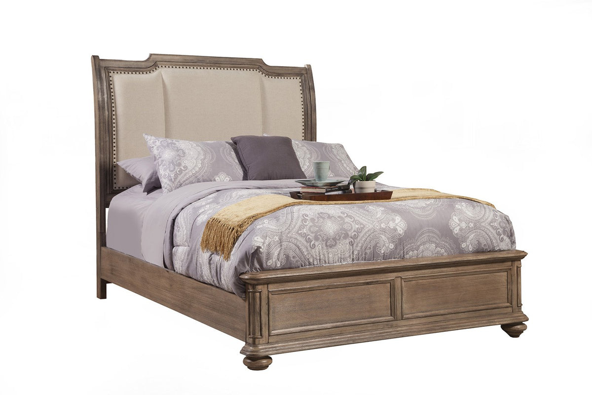 Alpine Furniture Melbourne Upholstered Sleigh Bed, King Size