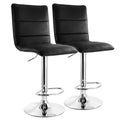 Elama 2 Piece Vintage Faux Leather Adjustable Bar Stool In Gry With Chrome Base, Black