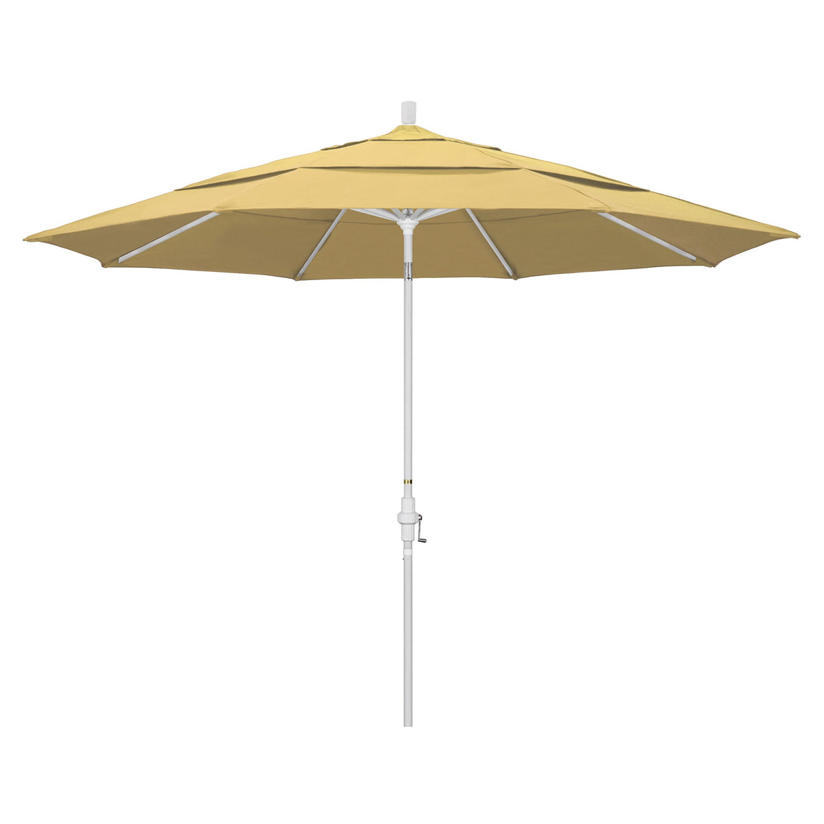 California Umbrella Gscu118170-5414-Dwv 11' Round Aluminum Market, Crank Lift, Collar Tilt, White Pole, Sunbrella Wheat Patio Um