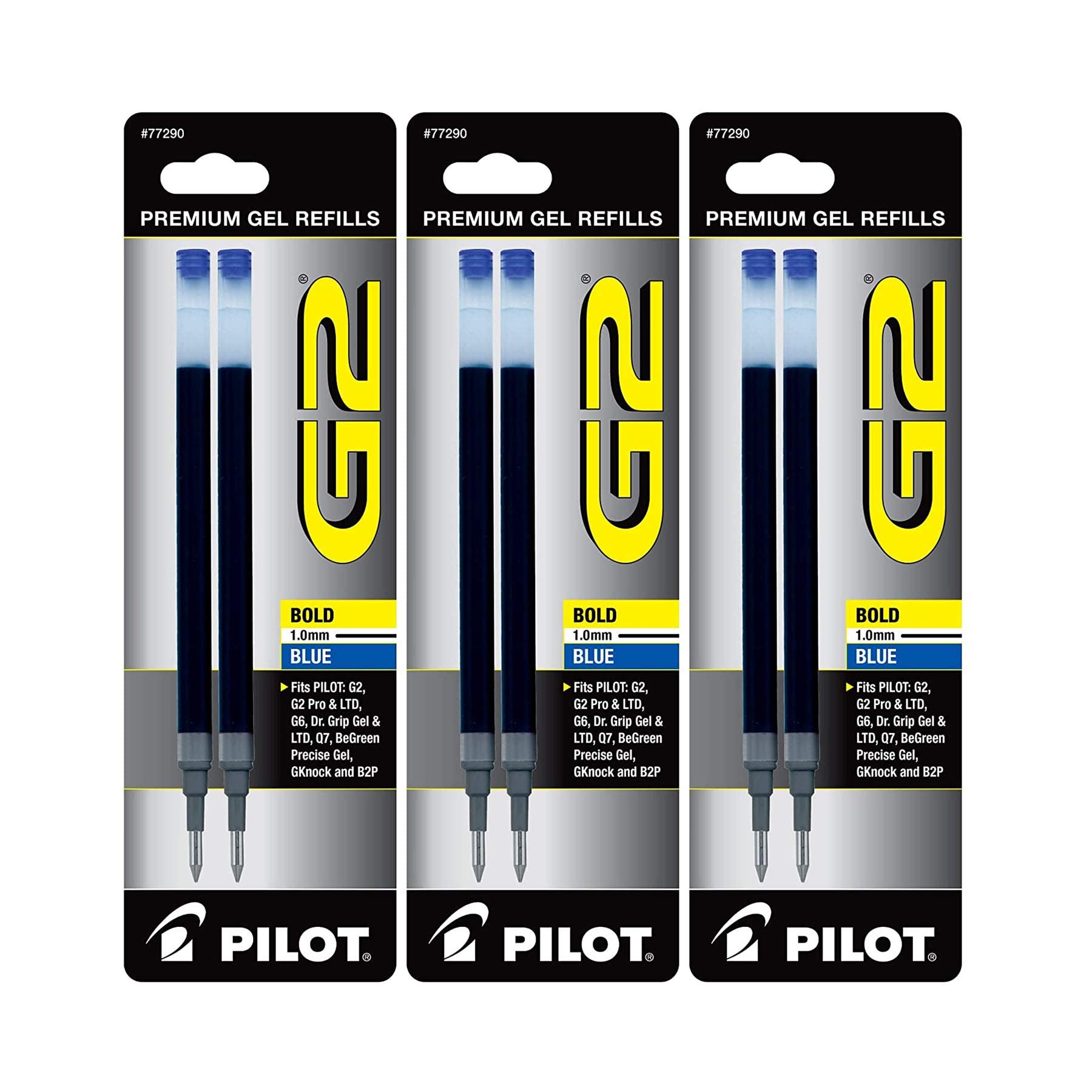 Pilot G2 Gel Ink Pen Refills, Bold Point, 1.0Mm, Blue Ink, 6 Refills