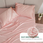 Love'S Cabin Twin Satin Sheets Sets - 3 Piece Coral Silky Satin Bed Sheets Twin With Deep Pockets, Luxury Silk Feel Satin Twin Size Sheet Set Bedding Set (1 Flat Sheet,1 Fitted Sheet,1 Pillow Case)
