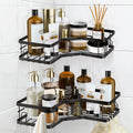 Jialto 2 Pcs Bathroom Corner Shelves, Metal Bathroom Shelf For Wall, Black Bathroom Organiser, Wall Mounted Bathroom Rack And Co