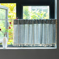 Sutuo Home Blue Boho Curtain 52W X 18L Inch White Striped Light Filtering Short Valance, 1 Panel Embroidery Bohemian Farmhouse C