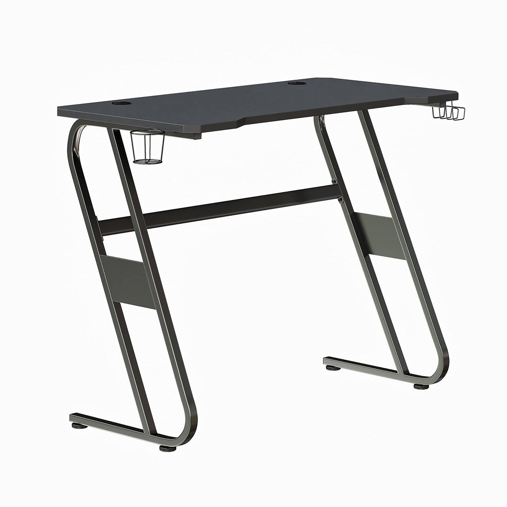 Flash Furniture Fisher Gaming Desk - Black Ergonomic Computer Desk - 51.5" Gamers Table with Cup Holder and Headphone Hook