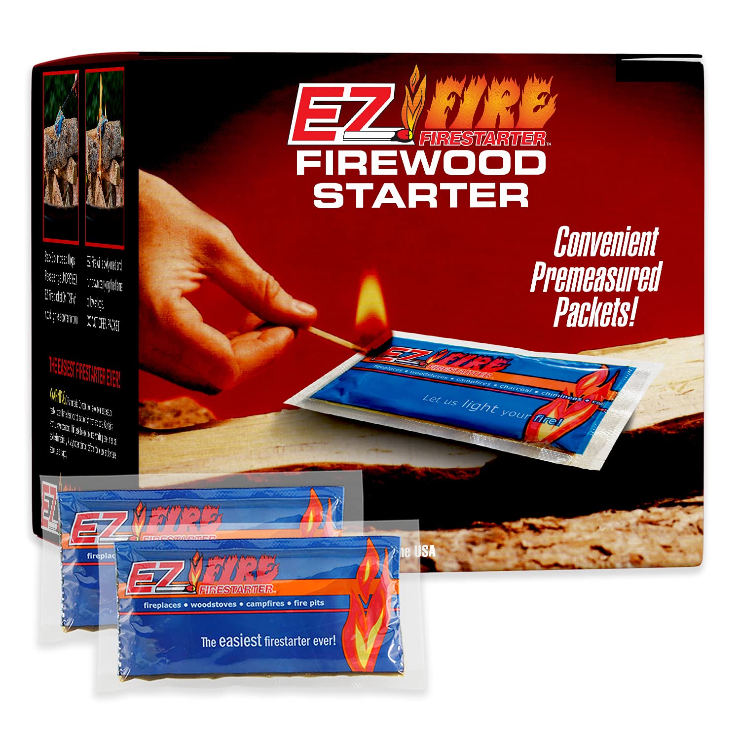 Ez Fire Firestarter For Fireplace, Campfire, Or Grills. Safe, All Purpose, Effective, Waterproof, Windproof Fire Starter Gel Pac