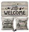Camping Doormat Pillow Cover Set - 30'X 17' Camping Door Mat, 18   X 18    Camper Pillows Cover, Rv Door Mat, Rv Decorations F