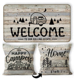 Camping Doormat Pillow Cover Set - 30'X 17' Camping Door Mat, 18   X 18    Camper Pillows Cover, Rv Door Mat, Rv Decorations F