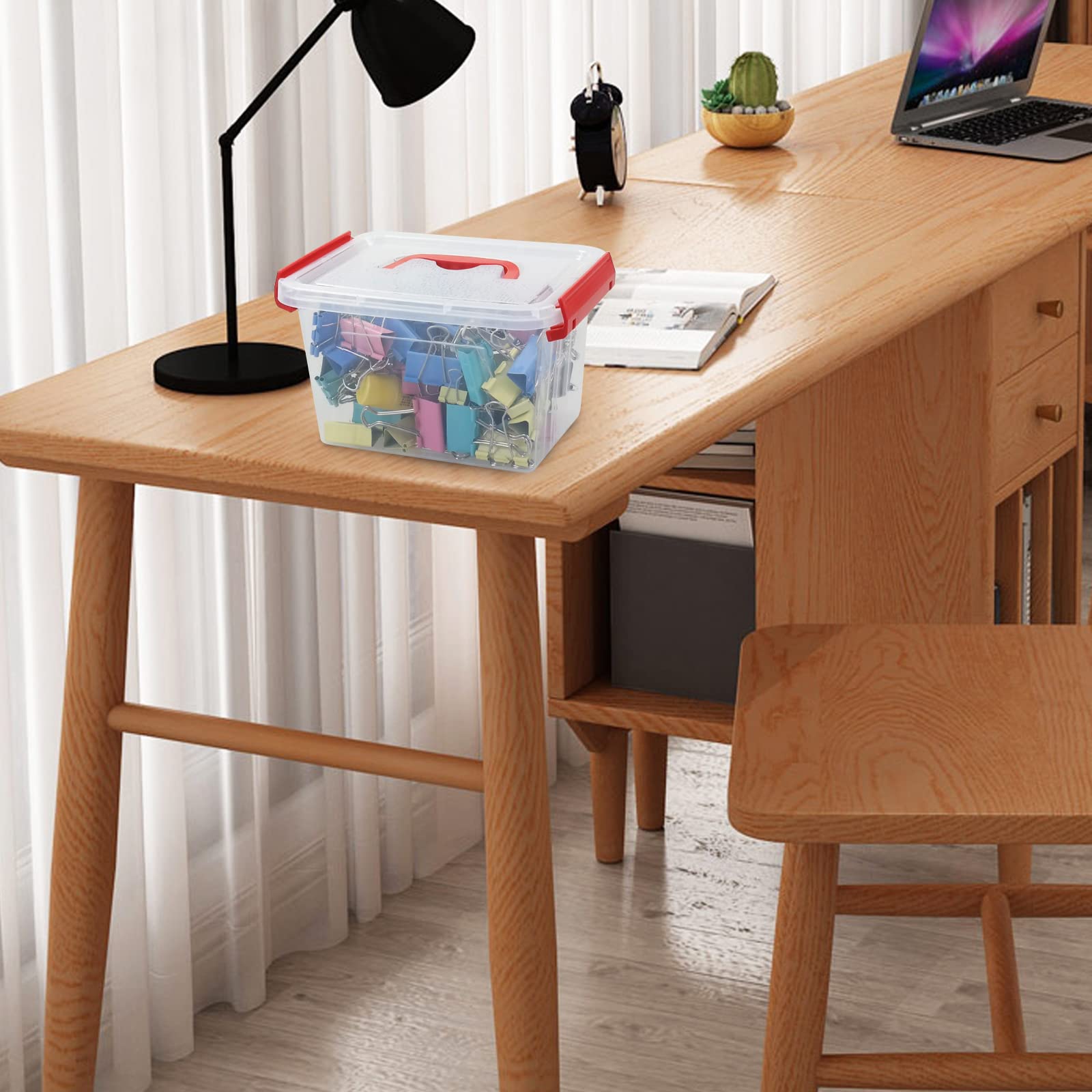 Easymanie 6 Pack 3 Qt Mini Plastic Storage Box Bin With Handle