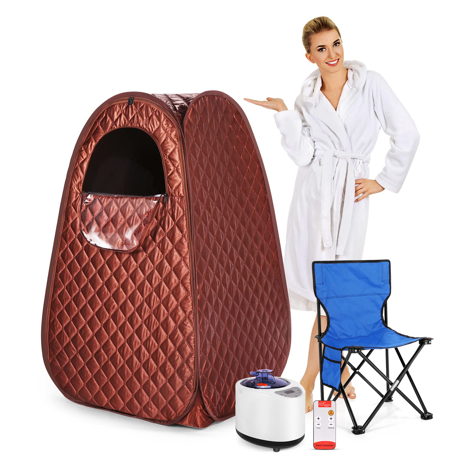 Single Person Sauna, Portable Steam Sauna Full Body For Home Spa, Sauna Tent With Steamer 2.6L 1000W Steam Generator, 90 Minute