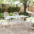vidaXL Cast Aluminum Patio Table White Rectangular 59.1"x35.4"x28.3" Outdoor Dining Furniture