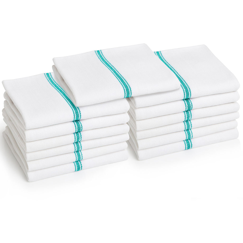 Liliane Collection 13 Green Kitchen Dish Towels - 27'' x 14'' 2-ply Commercial Grade Absorbent 100% Cotton Kitchen Towels - Clas