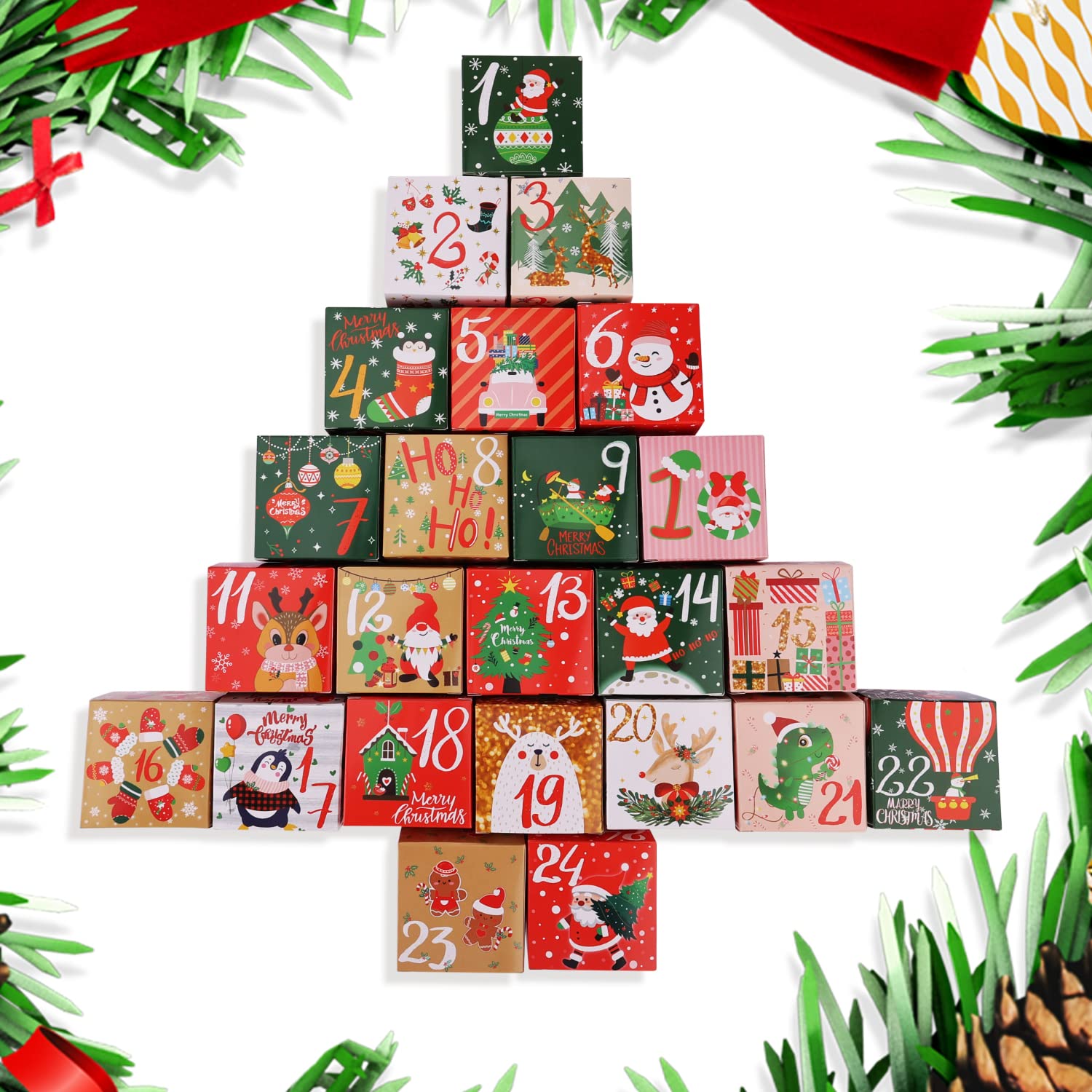 Diy Christmas 24 Days Countdown Advent Calendar 2023, 24Pcs Christmas Cardboard Treasure Boxes Make & Fill Your Own Advent Calen