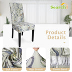 Searchi Printed Dining Room Chair Covers Set Of 6, Stretch Kitchen Chair Covers Washable Parsons Chair Slipcover Removable Dining Chair Protectors For Hotel,Ceremony(Floral Pattern4)