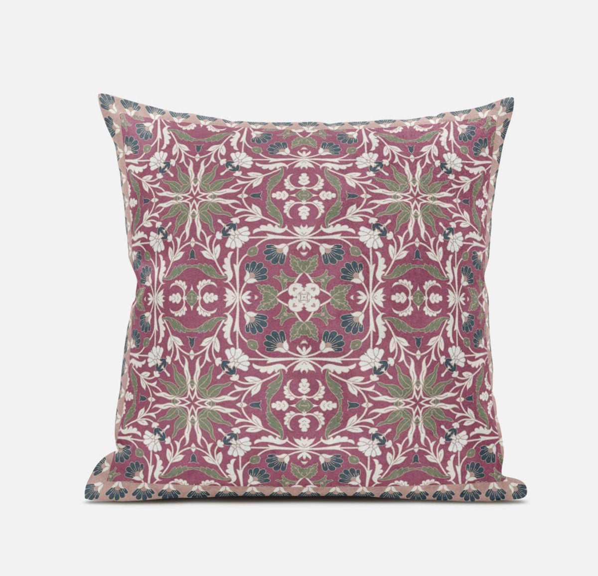 HomeRoots Purple Blue 16â€ Magenta White Paisley Zippered Suede Throw Pillow