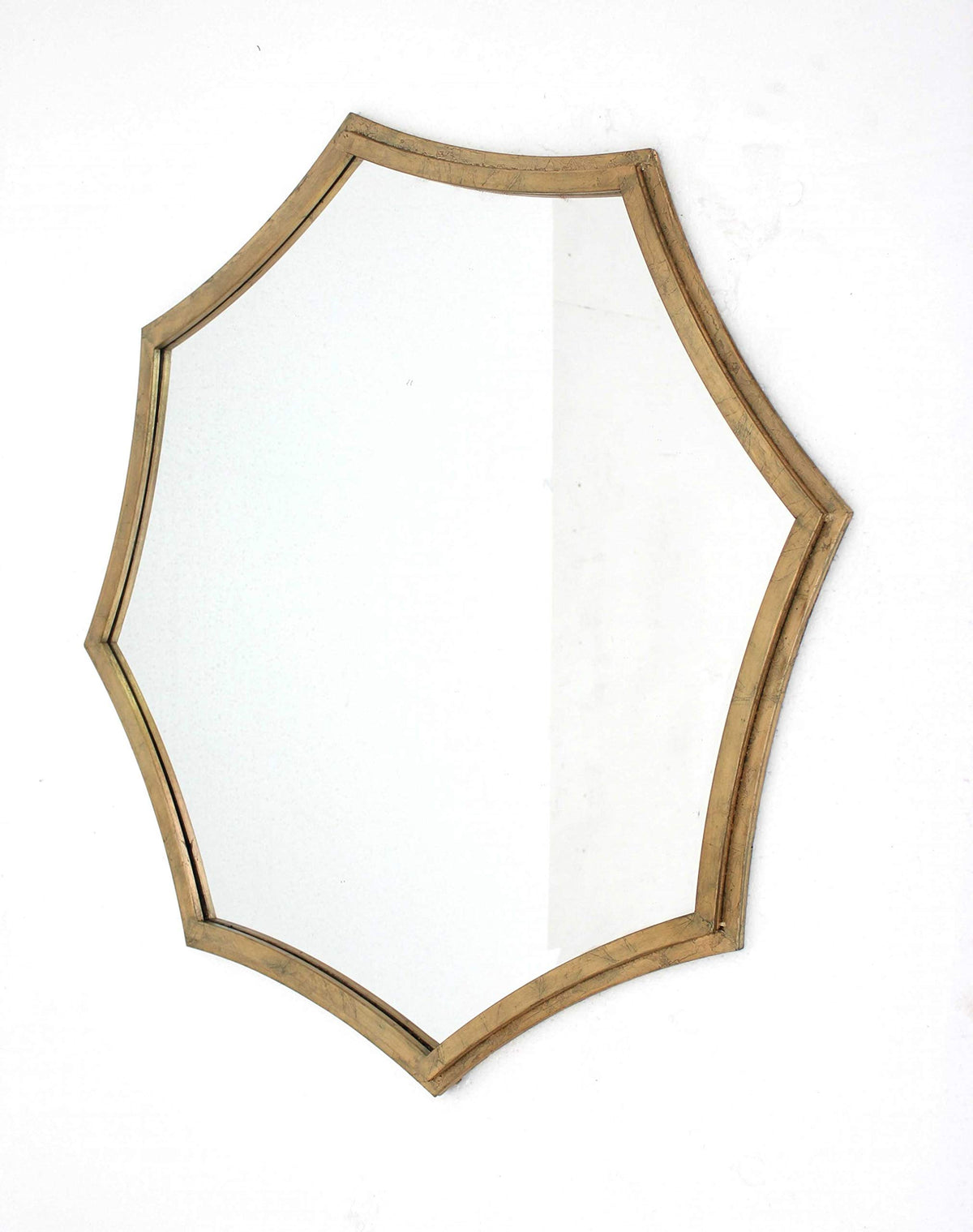 HomeRoots 33' x 33' x 1' Gold Curved Hexagon Frame Cosmetic Mirror