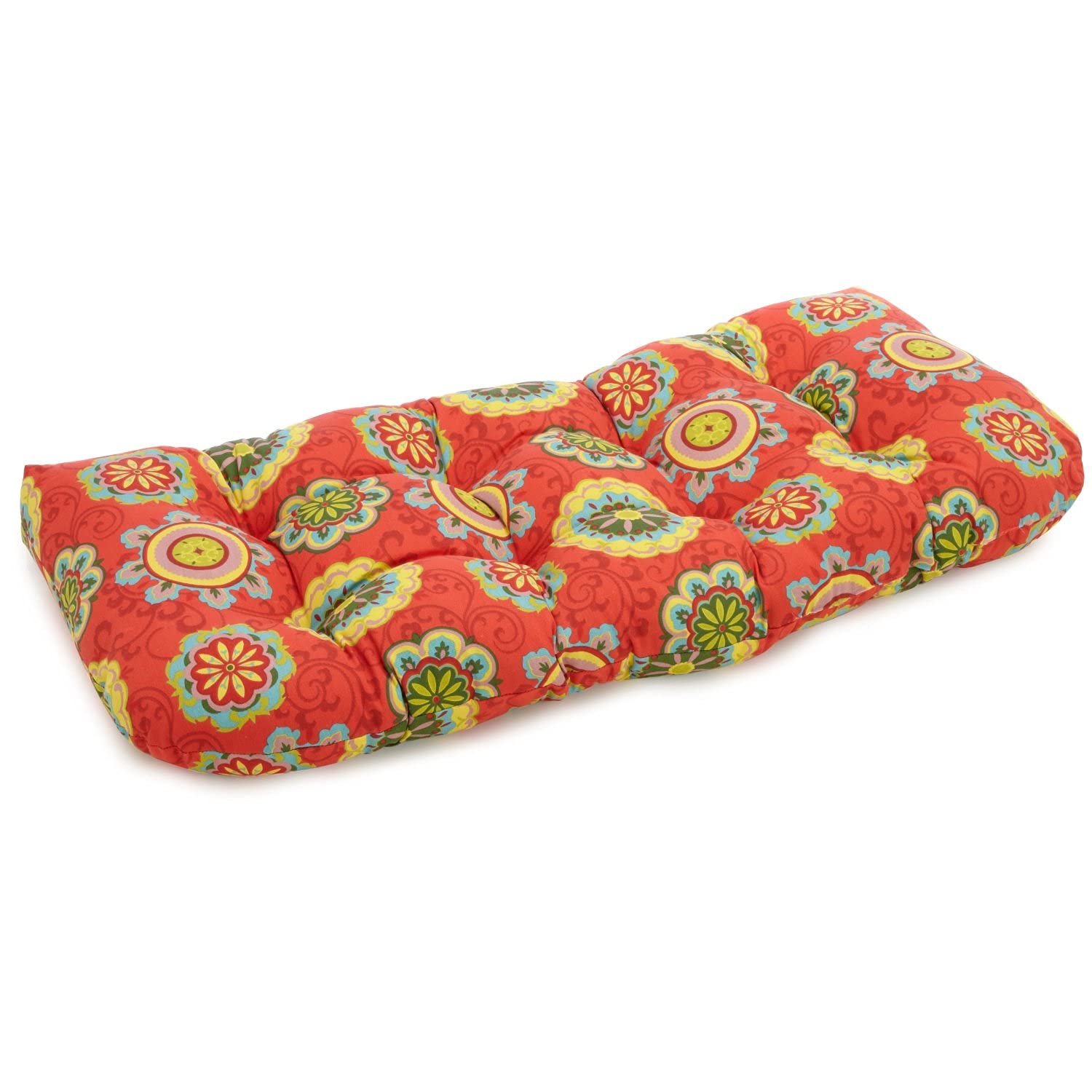 Blazing Needles Outdoor Rounded Back Loveseat Cushion, 42" X 19", Farrington Terrace Grenadine