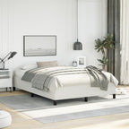 vidaXL Full Size Bed Frame with Plywood Slats, Platform Bed Frame, Faux Leather Upholstered Mattress Foundation, No Box Spring Needed & Easy Assembly, White, Without Mattress