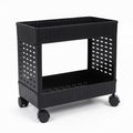 Wonju Slim 2Tier Plastic Storage Trolley With Wheels, Ventilated Baskets For Kitchen, Bathroom, Office, Pantry & Laundry  Spac