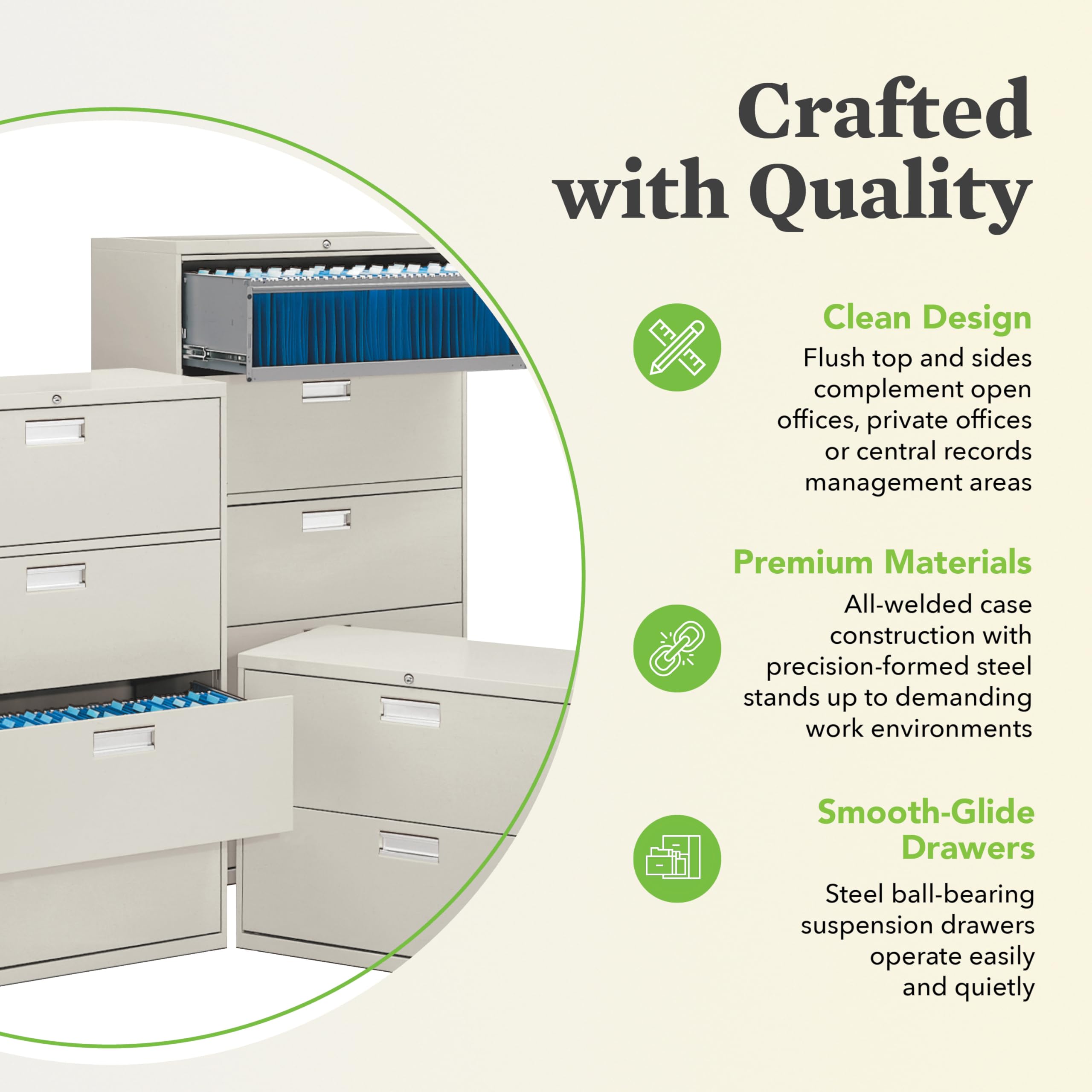 Hon 694Ls Four-Drawer Lateral File, 42 X 18 X 52.5, Steel, Lateral File Cabinet, With Lock, Charcoal