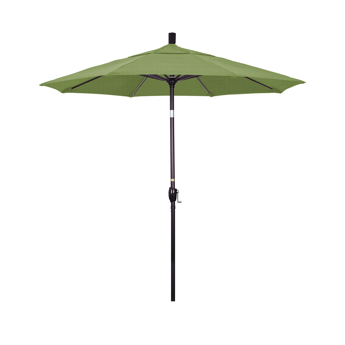California Umbrella 7.5' Round Aluminum Market Umbrella, Crank Lift, Push Button Tilt, Bronze Pole, Sunbrella Spectrum Cilantro