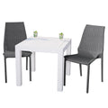 LeisureMod Kent Outdoor White Table With 2 Grey Chairs Dining Set