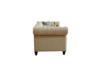 Acme Aurelia Nailhead Trim Tufted Sofa with 2 Pillows in Beige Linen