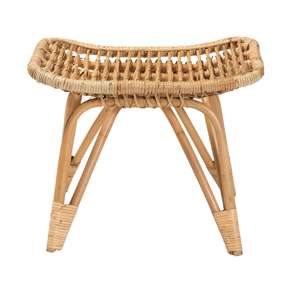 Baxton Studio Earvin Modern Bohemian Natural Brown Rattan 2-Piece Armchair And Footstool Set
