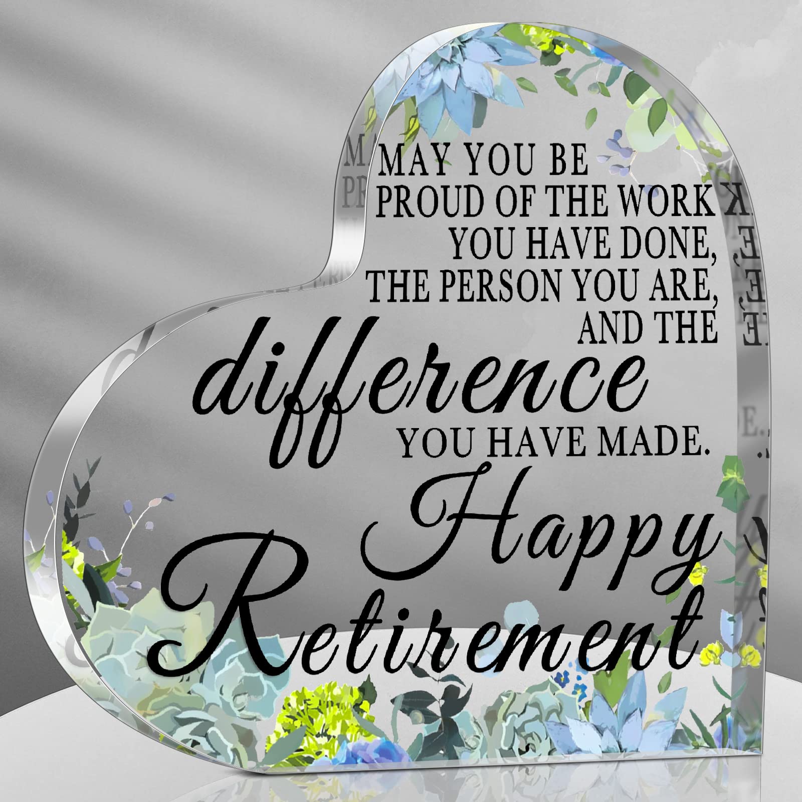 Chunful Retirement Gift for Women Men Retirement Plaque Happy Retirement Gifts Inspirational Retirement Ornament Acrylic Heart R