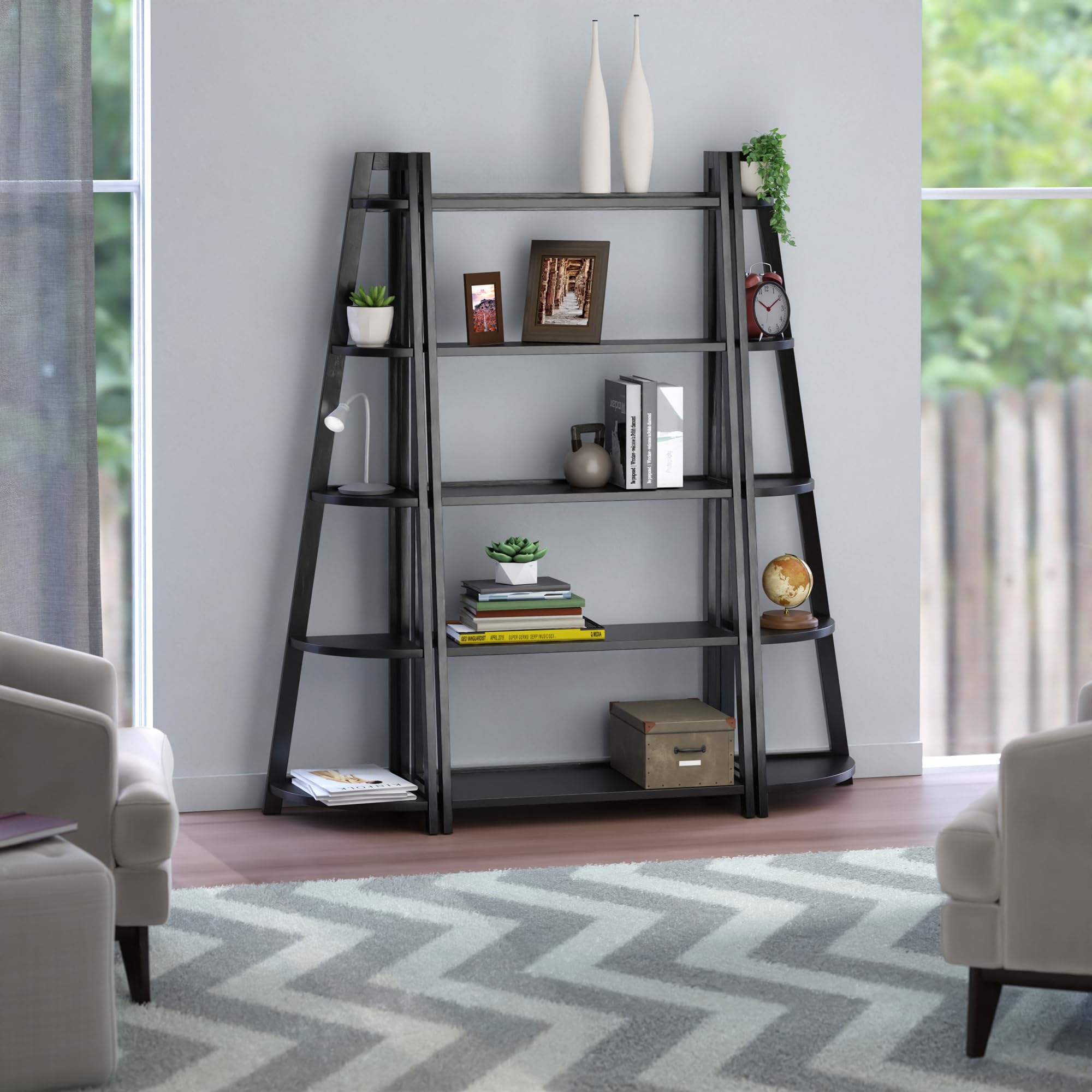Winsome Adam 3-PC 5-Tier Transitional Solid Wood Shelving Set - Thumbnail 3