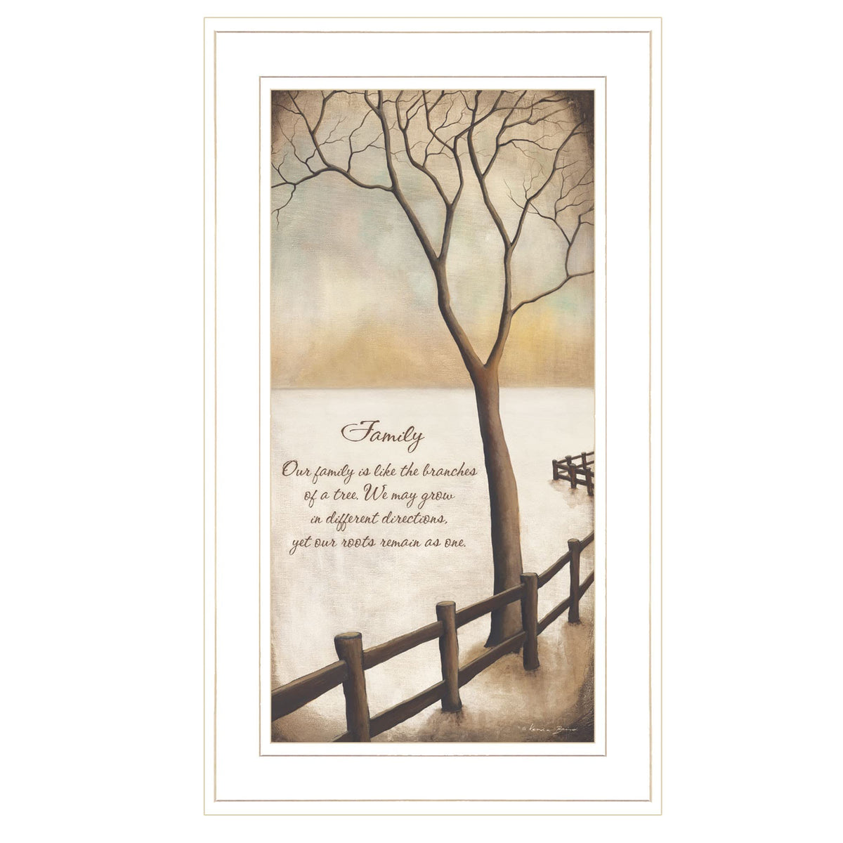 Winter Tree Family Inspirational White Framed Print Wall Art