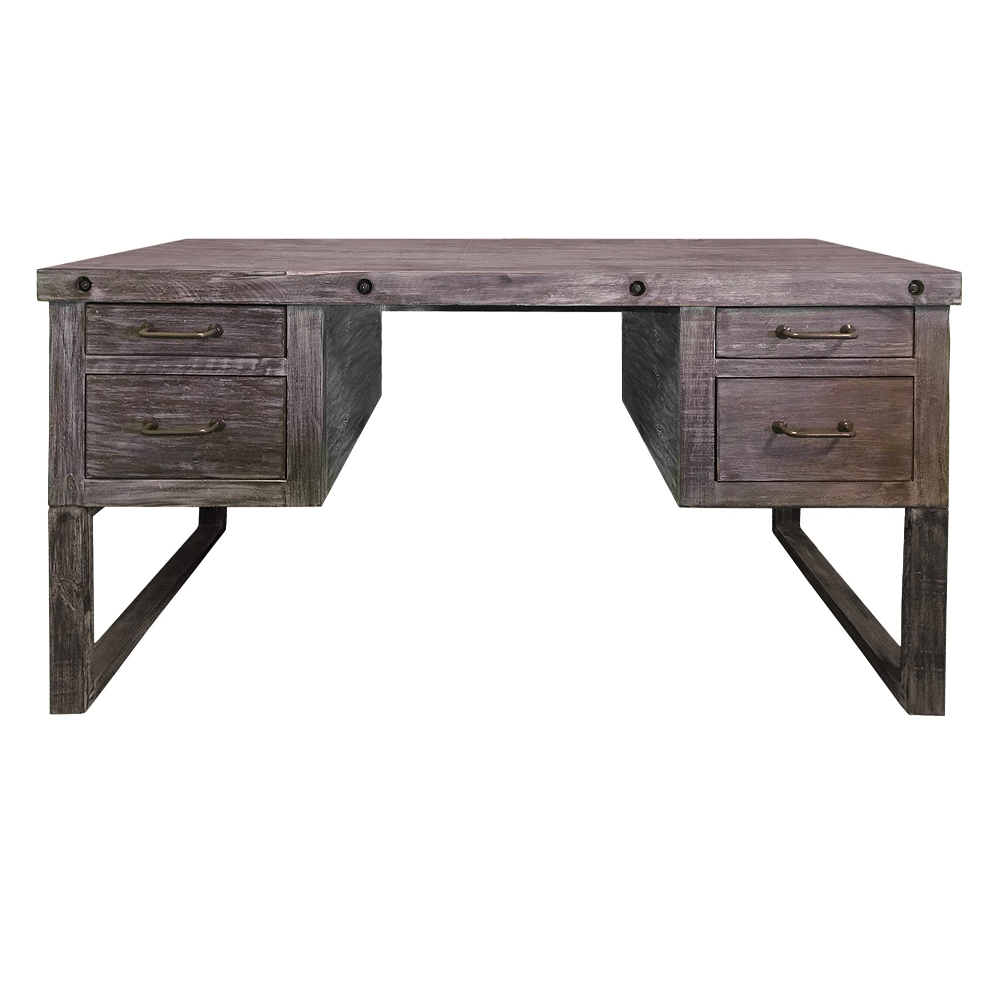The Urban Port 61-Inch 4-Drawer Wooden Home Office Desk with Sled Leg Support