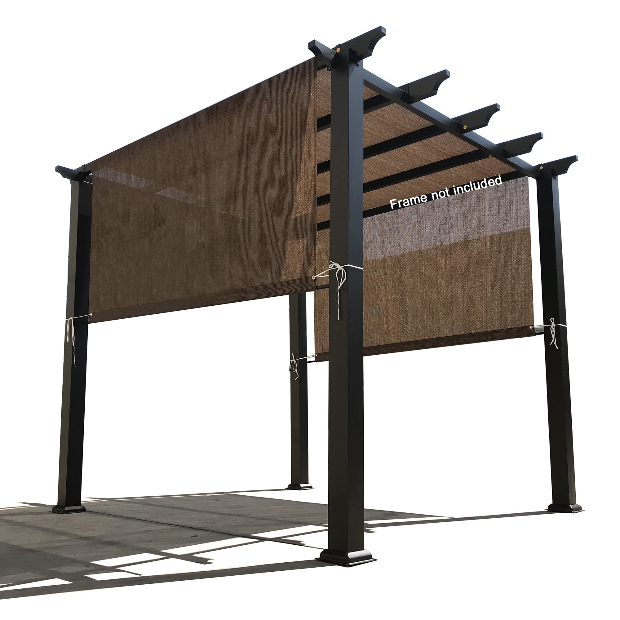 Alion Home Custom Hdpe Permeable Canopy Sun Shade Cover Replacement With Rod Pockets For Pergola (16' X 8', Mocha Brown)