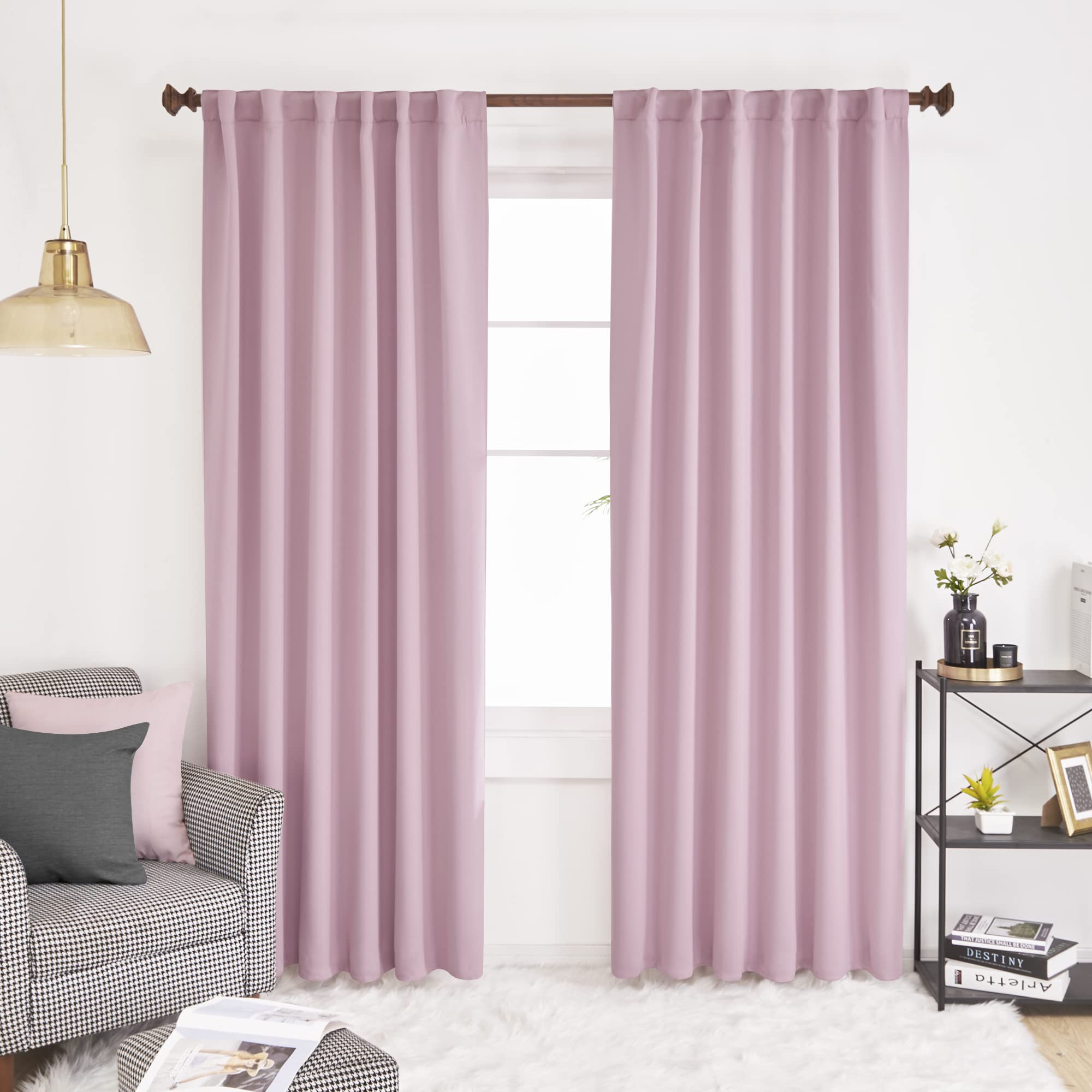 Deconovo Blackout Curtains For Nursery, Insulated Thermal Blackout Blinds - Rod Pocket And Back Tab Curtains, Room Darkening Curtains, 52X84 Inch, Lavender, 2 Panels
