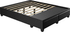 Boyd Sleep Parma Uplift Upholstered Platform Bed Frame Mattress Foundation, Dual Front Storage Drawers, and Strong Wood Slat Supports: Faux Leather, Black, Full