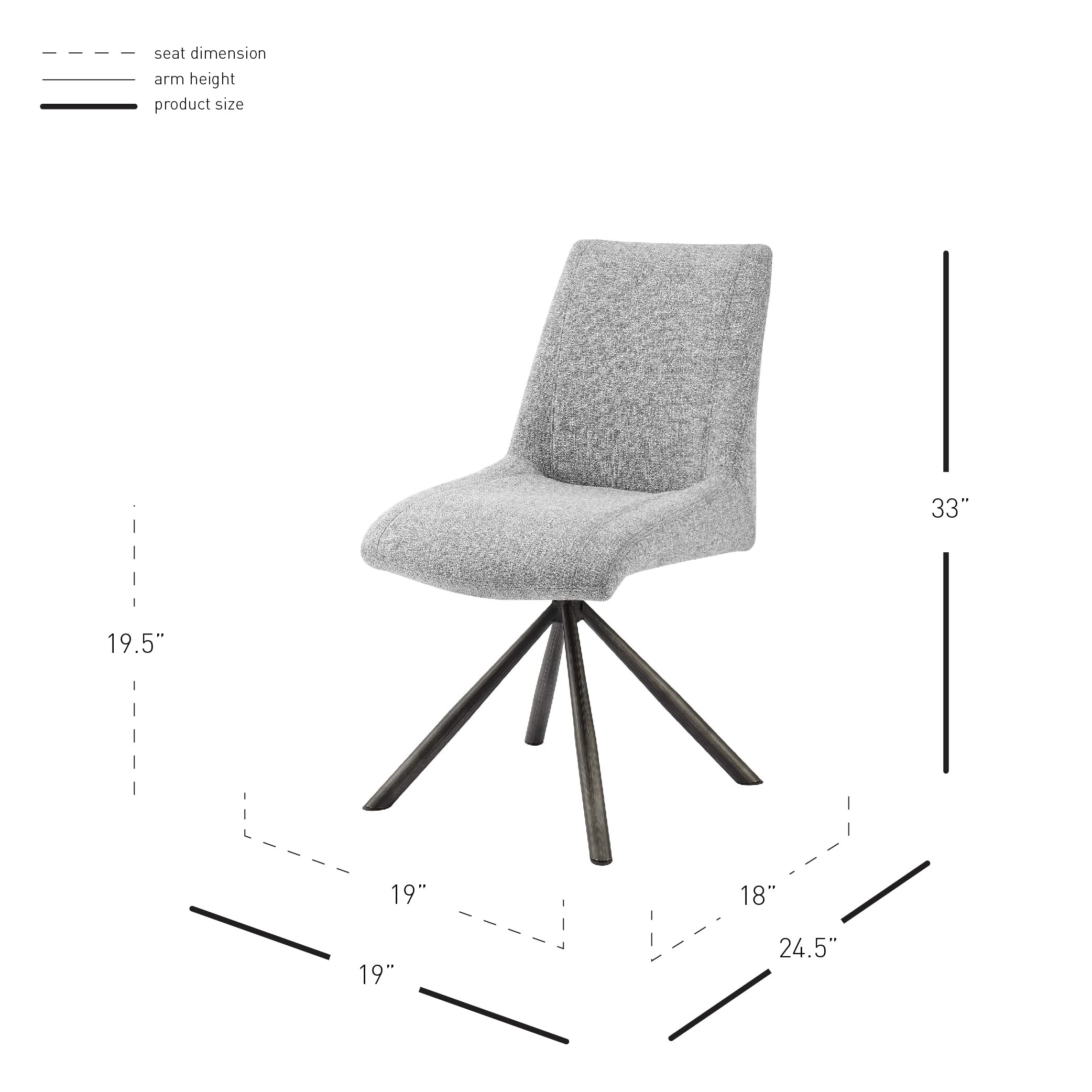 Npd Furniture And More Viona Fabric Swivel Side, Blazer Light Gray-(Set Of 2) Dining Chair