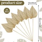 Chenkaiyang 20 Pcs Boho Dried Palm Spears Leaves Bulk, Small Natural Dried Real Palm Fans,Dried Palm Leaves With Stem Dried Leaf