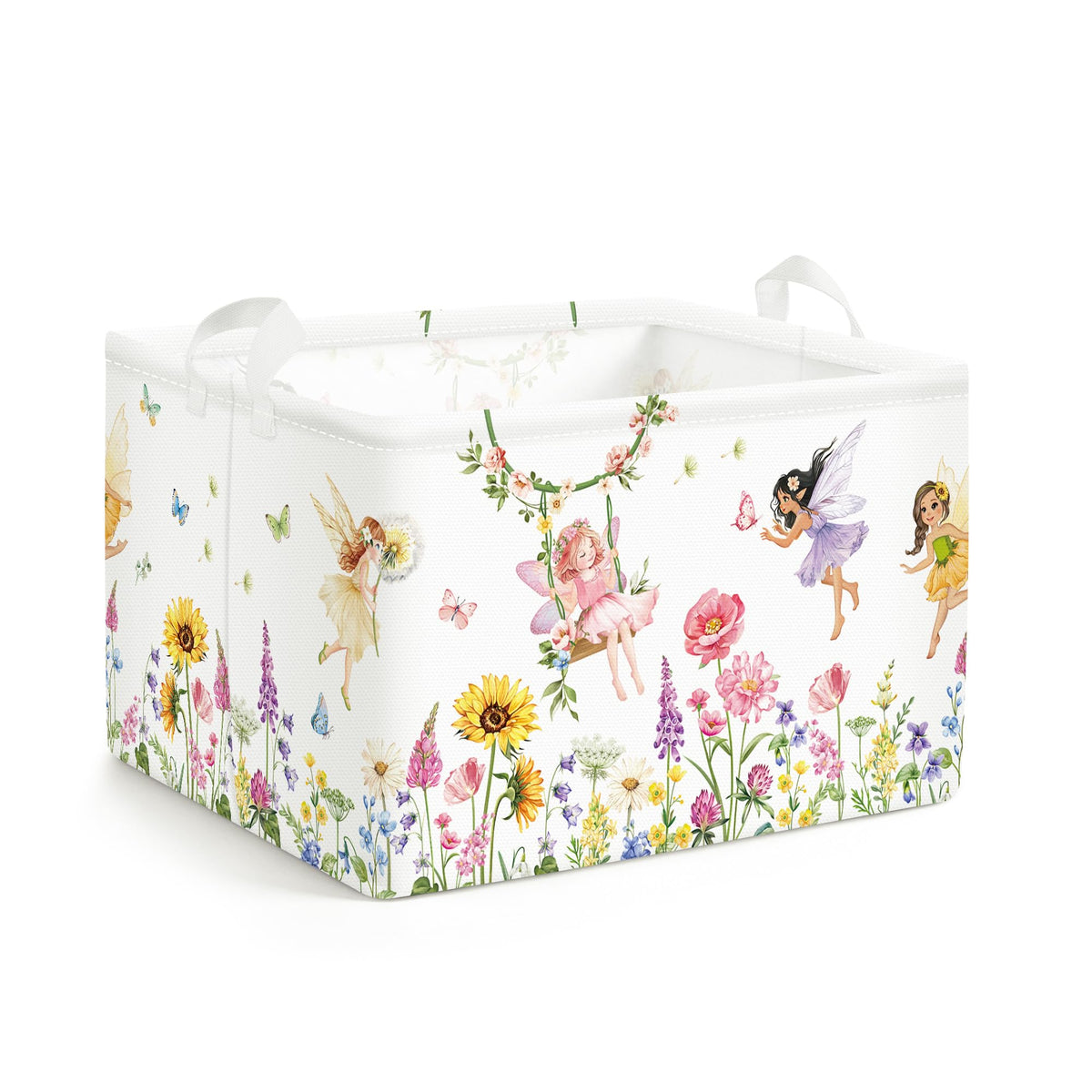 Clastyle Kid Storage Basket Fairy Flower Foldable Toy Organizer Bin, 21L