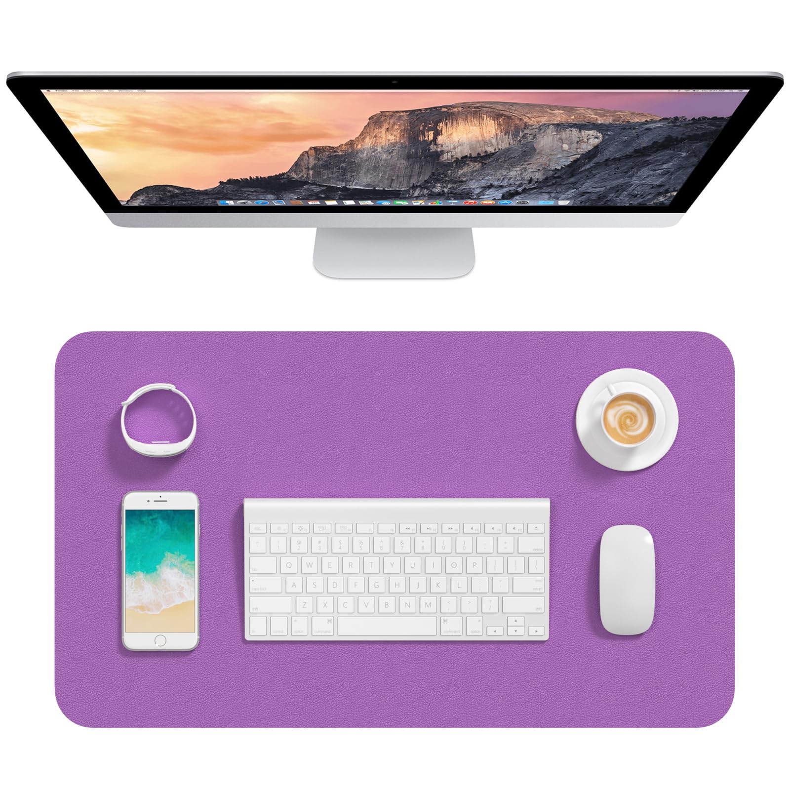 Desk Pad, 23.6' X 13.8' Pu Leather Mat, M Extended Mouse Waterproof Blotter Protector, Ultra Thin Small Laptop Keyboard Non-Sl
