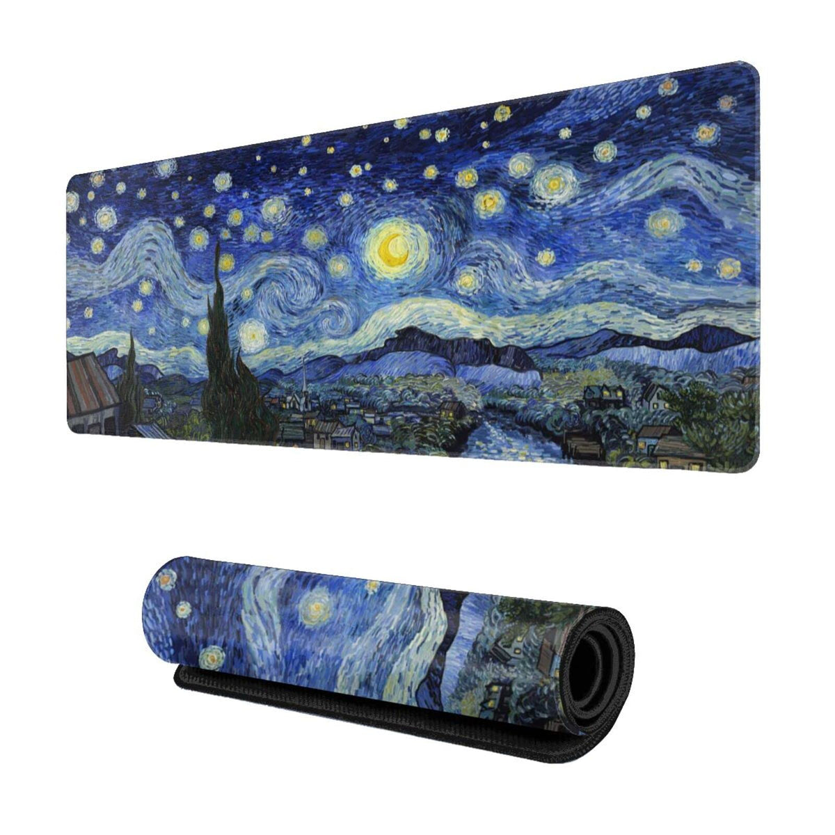 Caijizho Extended Gaming Mouse Pad,Office Desk Mat Non-Slip Waterproof, Easy Clean Table Protector Starry Night
