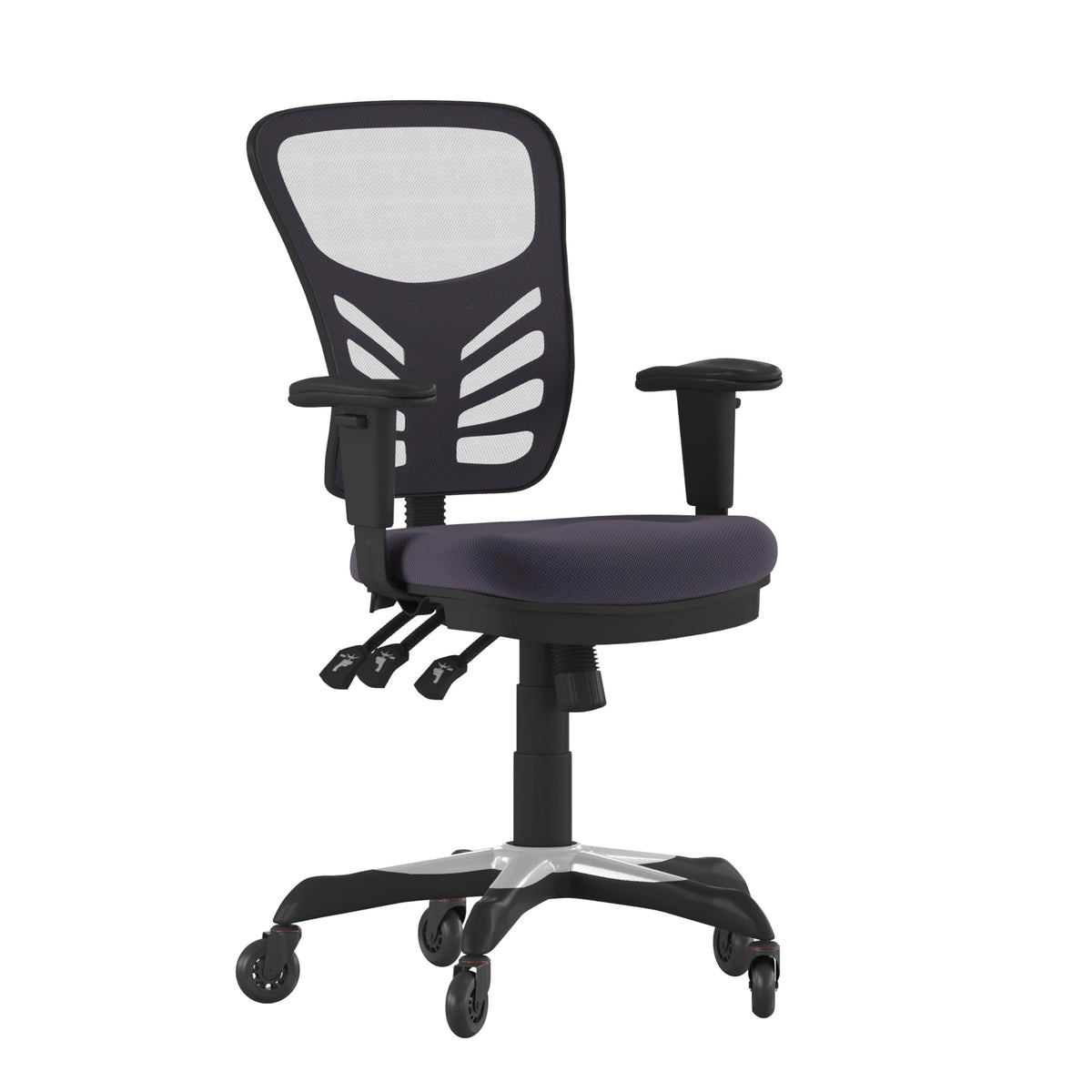 Flash Furniture Nicholas Mid-Back Dark Gray Mesh Multifunction Executive Swivel Ergonomic Office Chair With Adjustable Arms And Transparent Roller Wheels