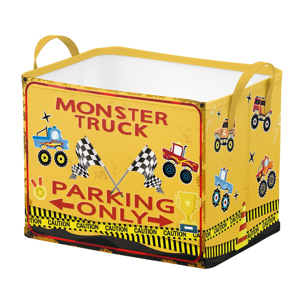 Runtoo Monster Truck Baby Basket Nursery Decor Racing Car Baby Shower Decorations Boys Gift Basket Toy Box Laundry Hamper Closet