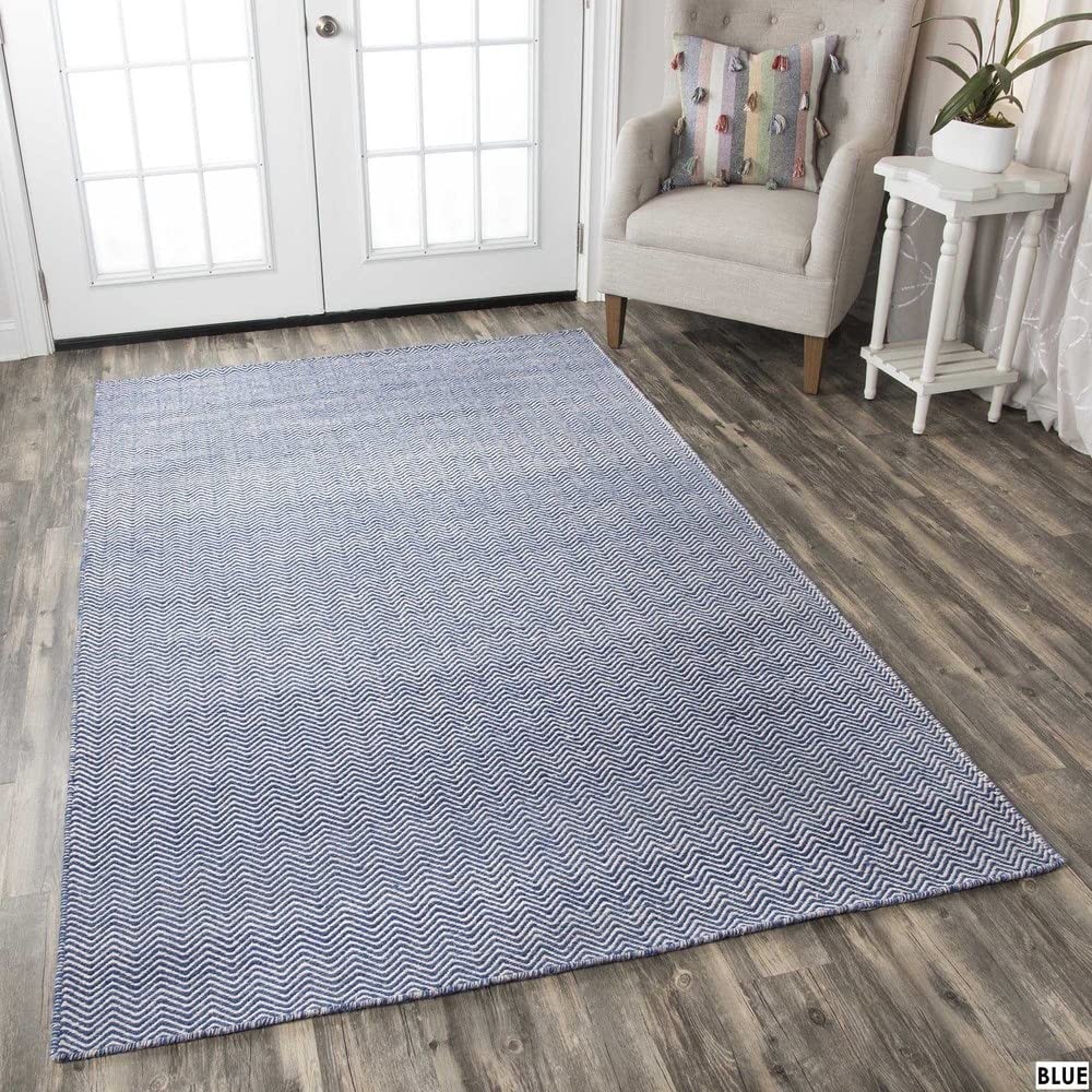 Rizzy Home | Tw2927 | Twist Collection | Wool Area Rug | 9' X 12' | Green/Off White Chevron